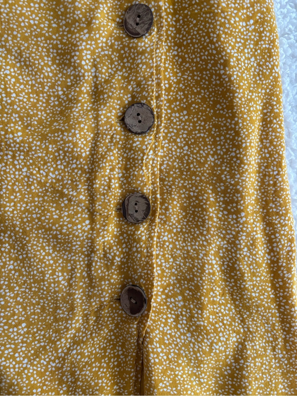Cotton Candy LA Mustard Yellow Ditsy Floral Button-Front Skirt Size M - Picture 4 of 8